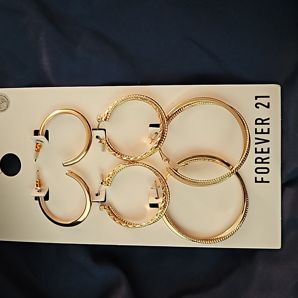 Forever 21 3 sets hoop earrings